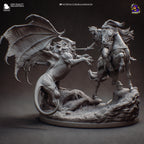 Ciri vs Manticore Diorama: Hand-Painted Resin Witcher Statue