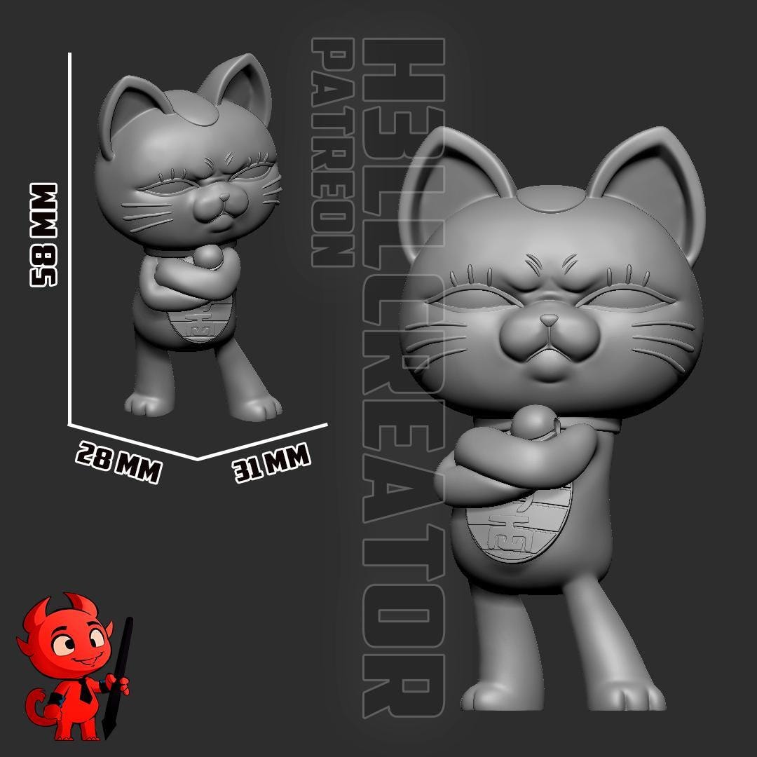 Anime Girl Diorama Statue / Momo Inspired Statue with Cat / Fan-Made Collectible Figure