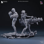 Hand-Painted Vi & Jinx Diorama: 3D Printed LoL Statue