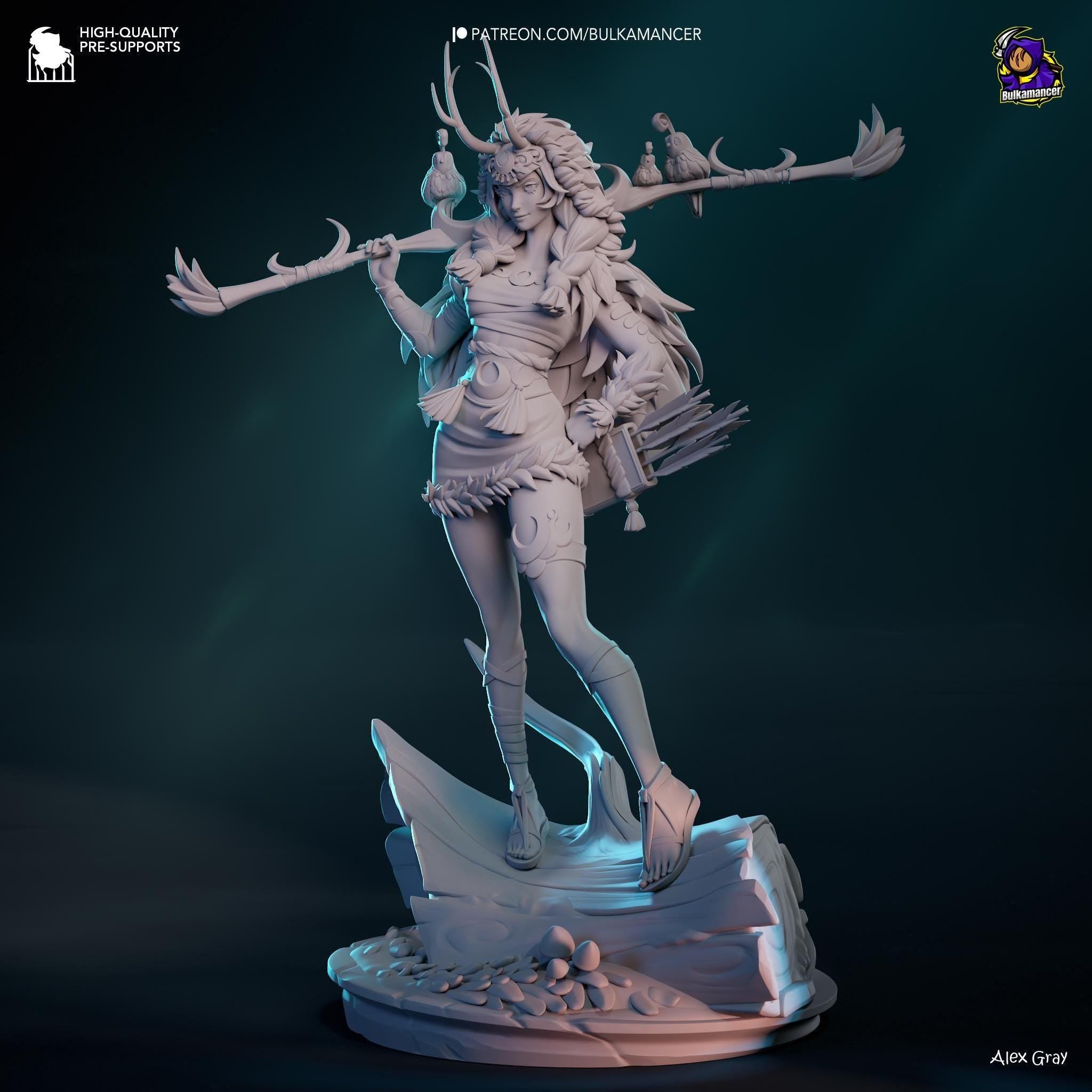 Artemis Figure /  Inspired Hades 2 / Greek Goddess Statue / Hand-Painted 3D Printed Resin Collectible