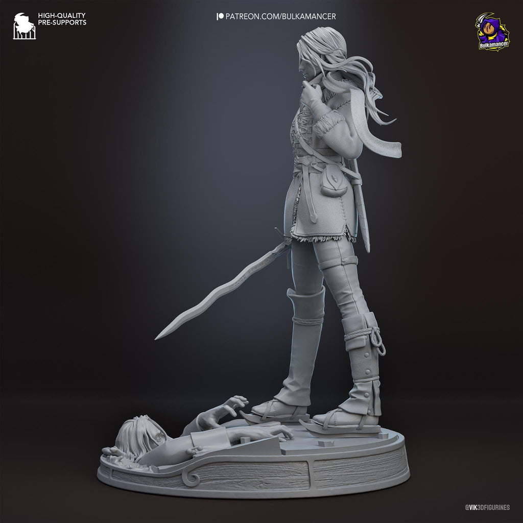 Hand-Painted Ciri Statue: The Witcher 3 Inspired 3D Print, 1/8 Scale