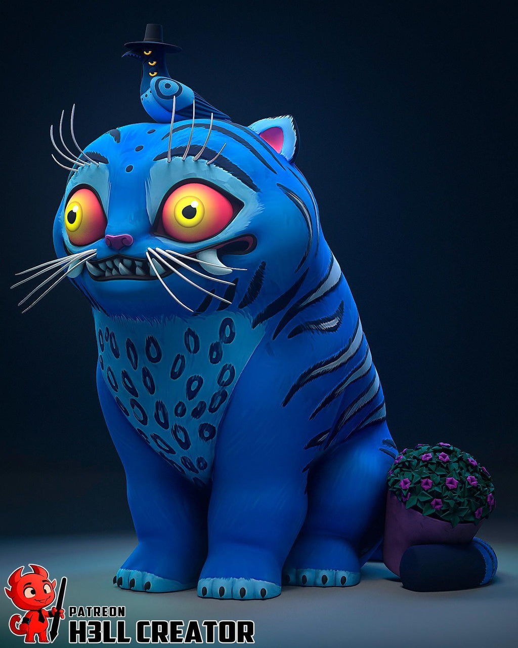 Estatua de resina Kpop Tigre Derpy: Coleccionable de arte hecho a mano pintado a mano