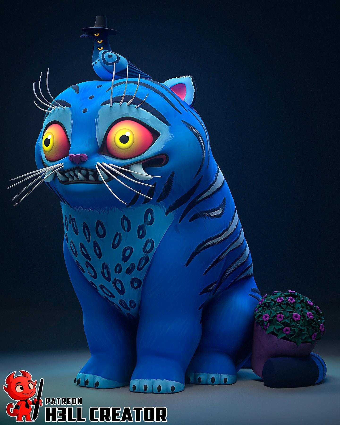 Estatua de resina Kpop Tigre Derpy: Coleccionable de arte hecho a mano pintado a mano