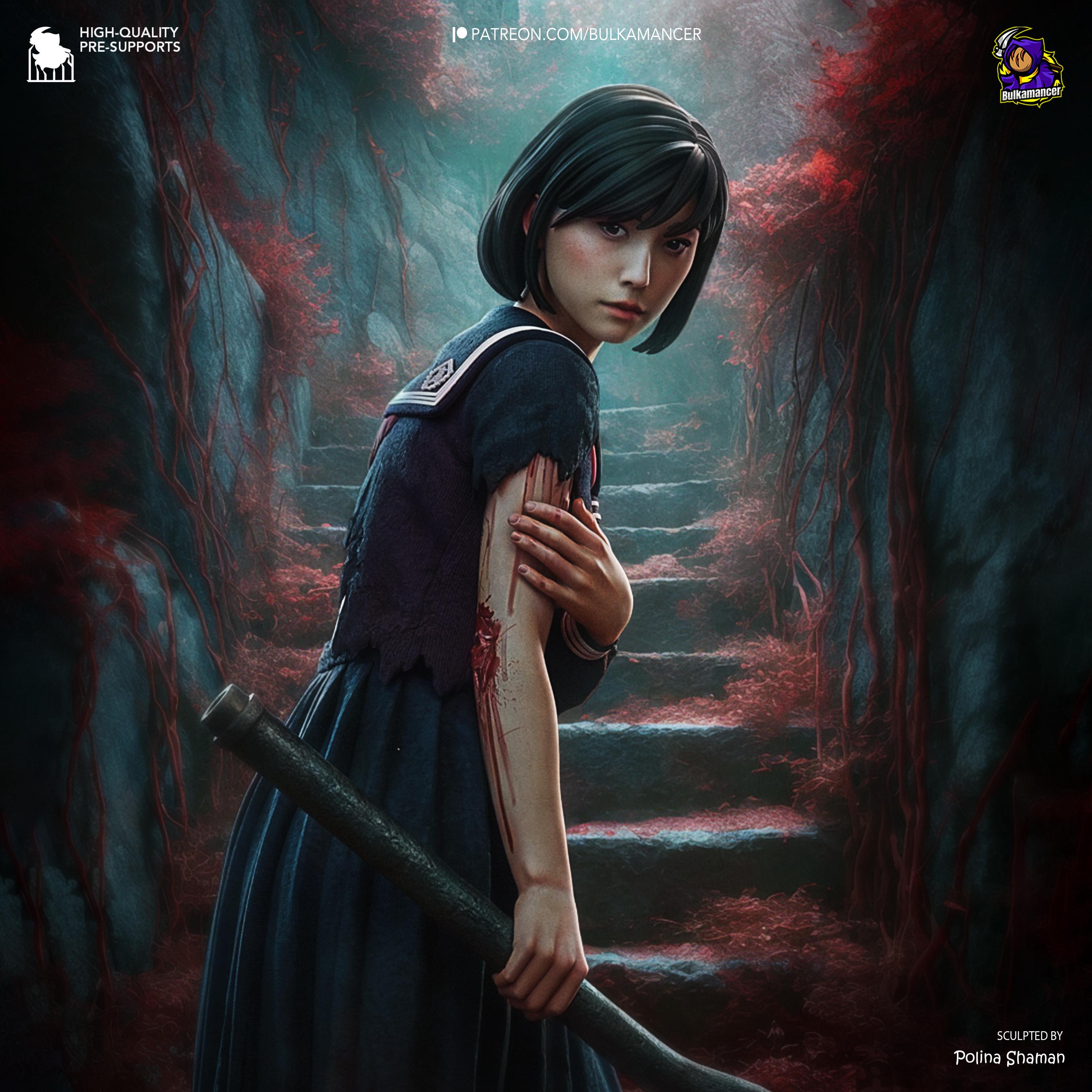 Estatua de Resina Hinako: Figura de Terror Inspirada en Silent Hill, Diorama Pintado a Mano