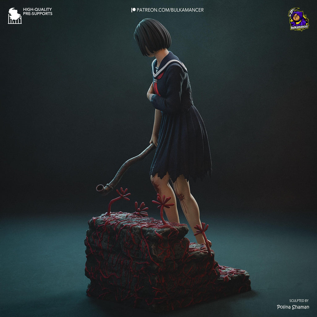 Estatua de Resina Hinako: Figura de Terror Inspirada en Silent Hill, Diorama Pintado a Mano