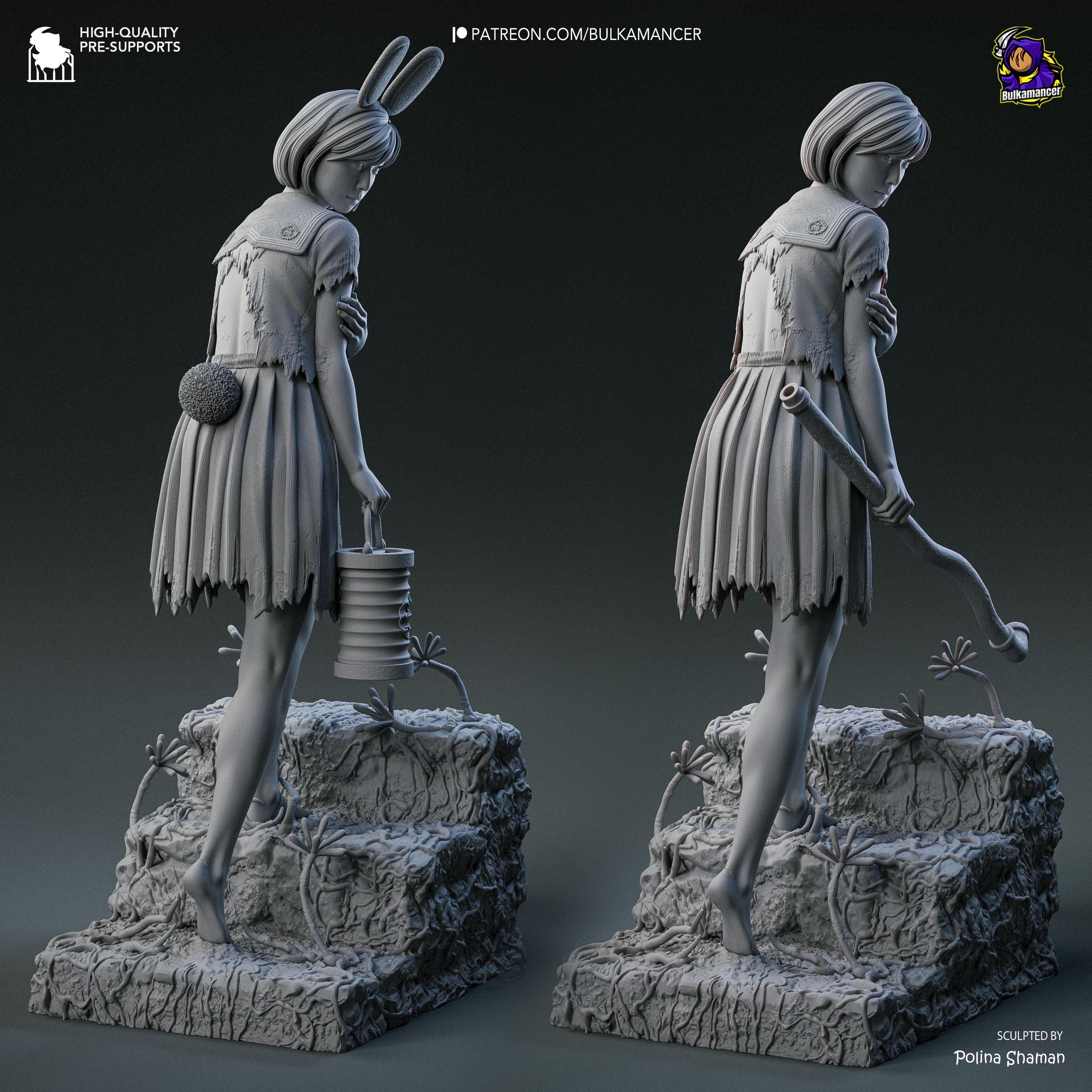 Estatua de Resina Hinako: Figura de Terror Inspirada en Silent Hill, Diorama Pintado a Mano