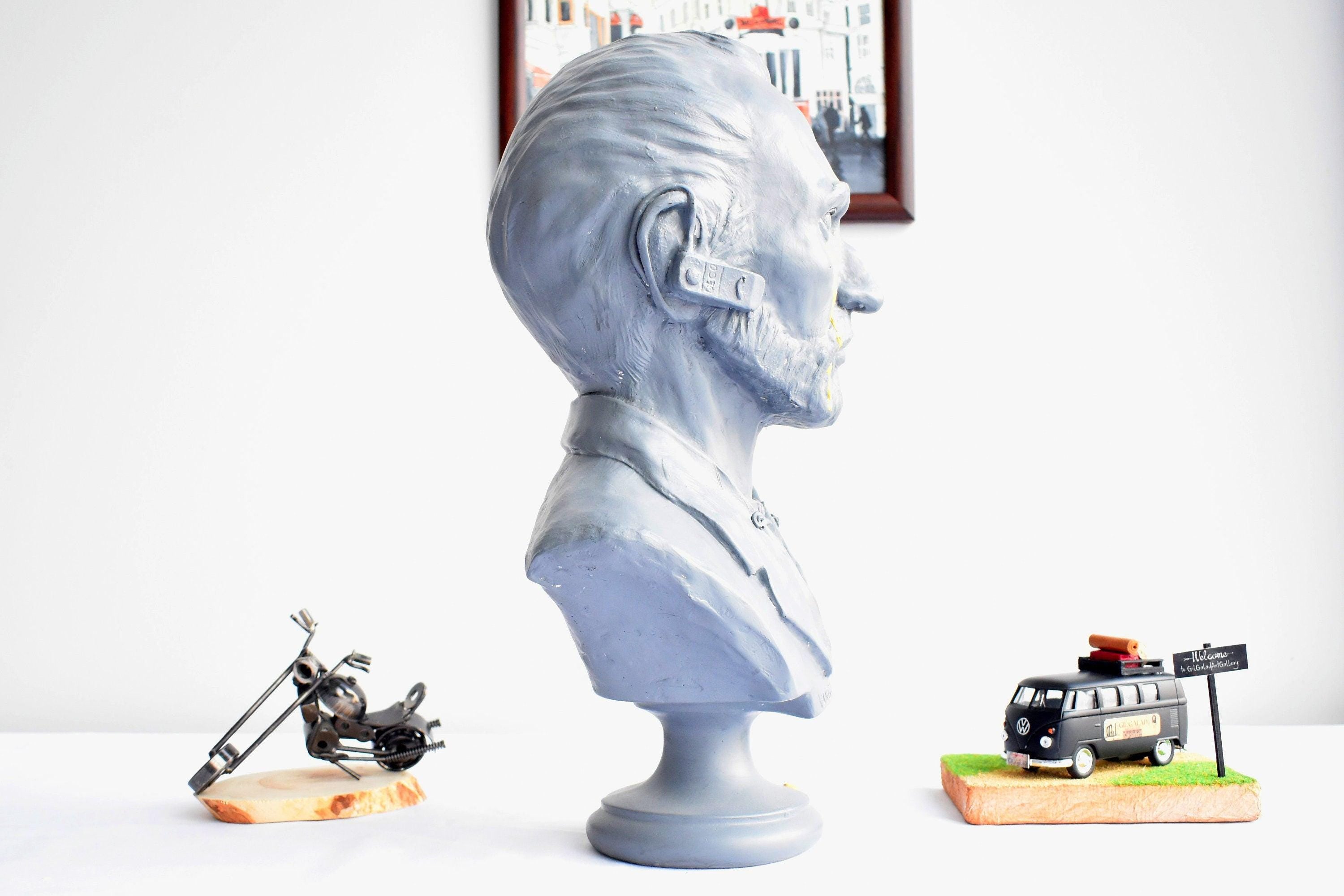Busto grande de Van Gogh: escultura decorativa de lágrima dorada