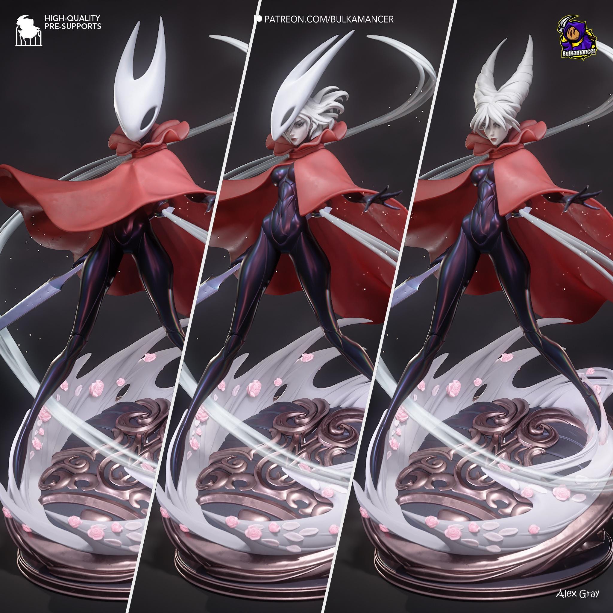 Estatua inspirada en Hornet: Coleccionable hecho por fans de Hollow Knight con capa roja