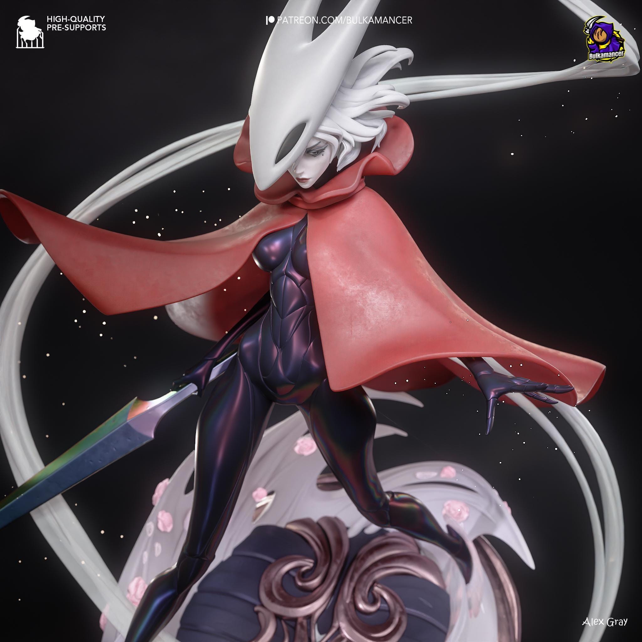Estatua inspirada en Hornet: Coleccionable hecho por fans de Hollow Knight con capa roja