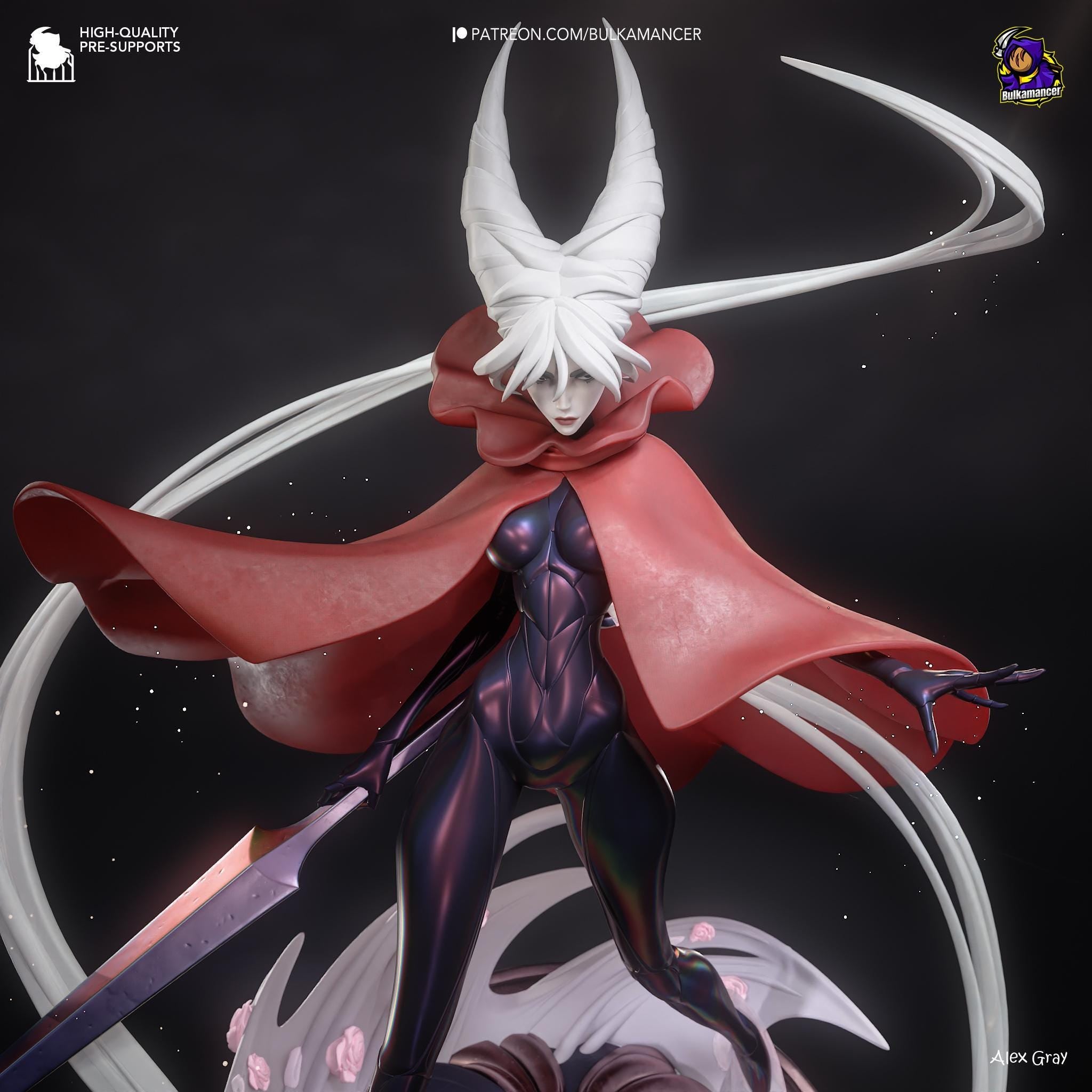 Estatua inspirada en Hornet: Coleccionable hecho por fans de Hollow Knight con capa roja