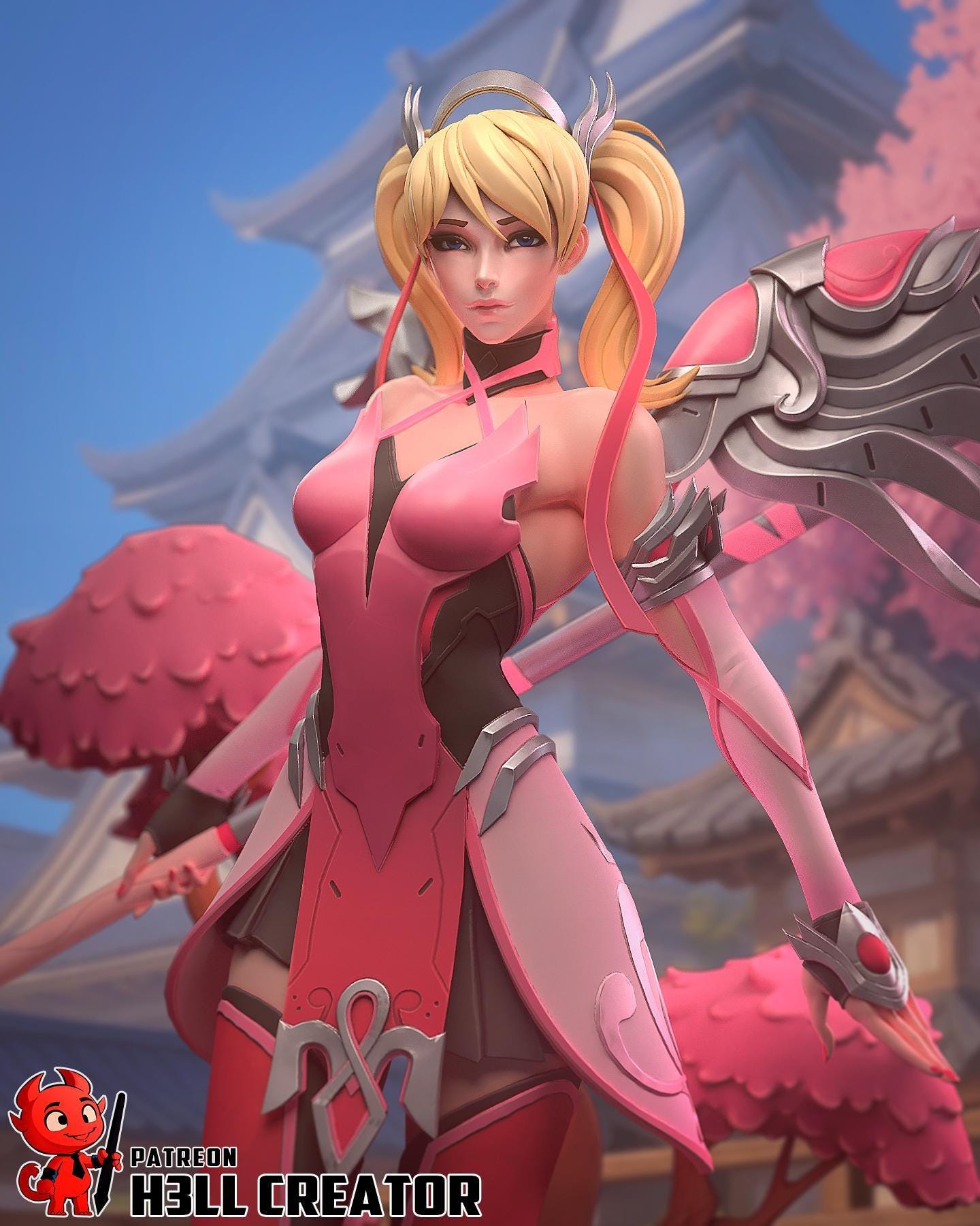 Overwatch Mercy Statue: Hand-Painted Anime-Style Resin Figure