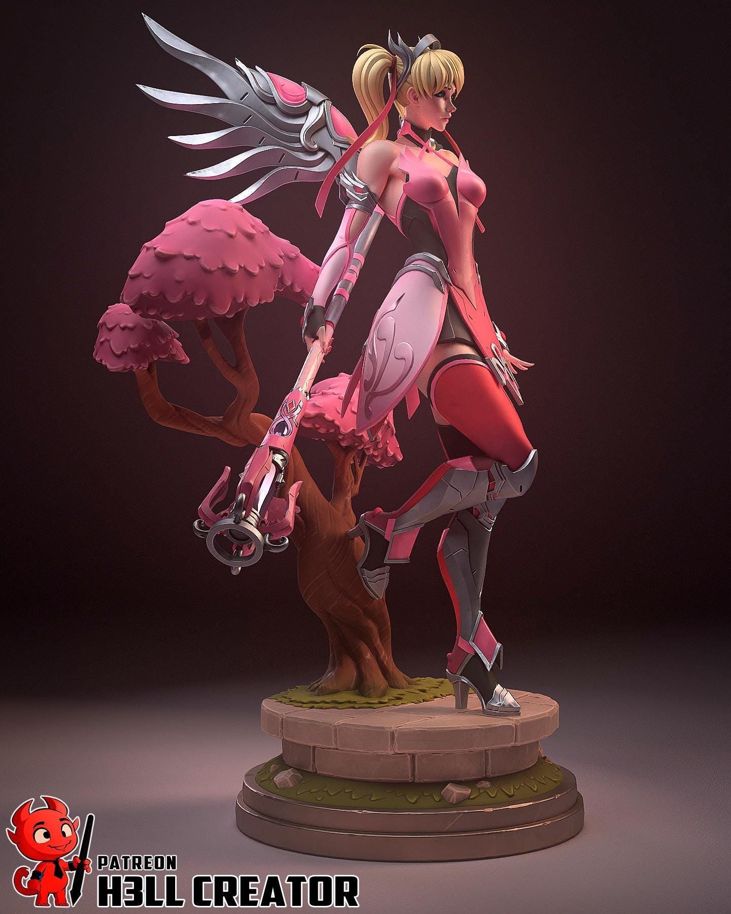 Overwatch Mercy Statue: Hand-Painted Anime-Style Resin Figure