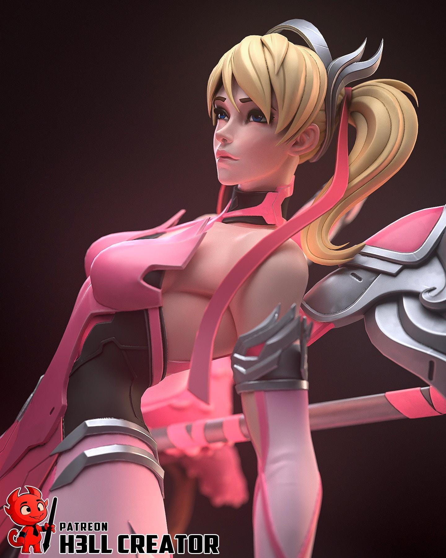 Overwatch Mercy Statue: Hand-Painted Anime-Style Resin Figure