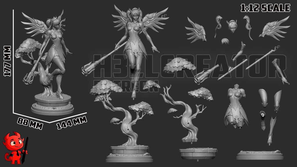 Overwatch Mercy Statue: Hand-Painted Anime-Style Resin Figure