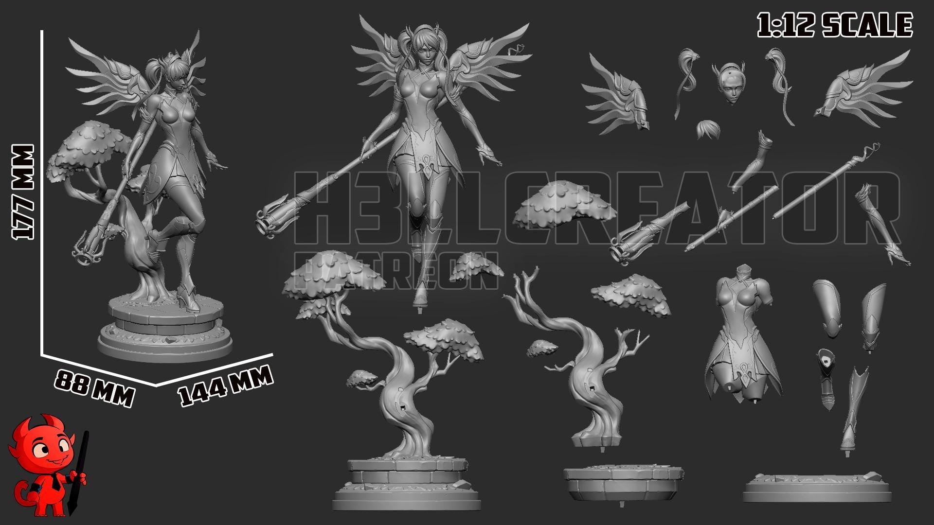 Overwatch Mercy Statue: Hand-Painted Anime-Style Resin Figure