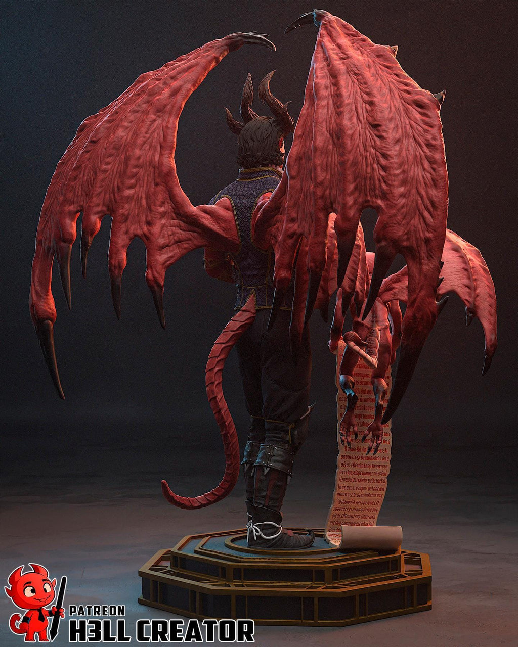 Estatua de Rafael: Coleccionable del Señor del Diablo Pintado a Mano - Inspirado en Baldur's Gate