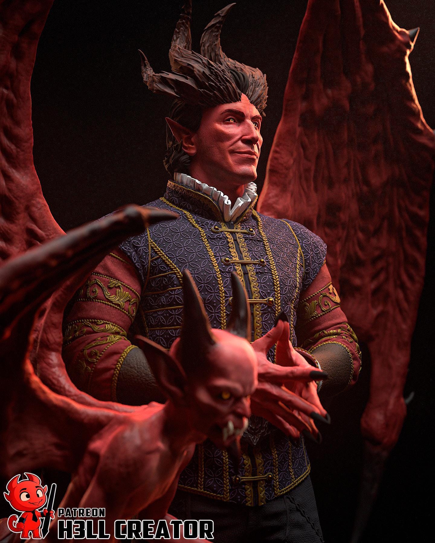 Estatua de Rafael: Coleccionable del Señor del Diablo Pintado a Mano - Inspirado en Baldur's Gate