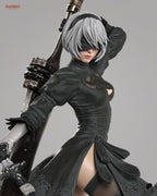 Hand-Painted 2B Android Warrior Statue: Anime Figure with Sword