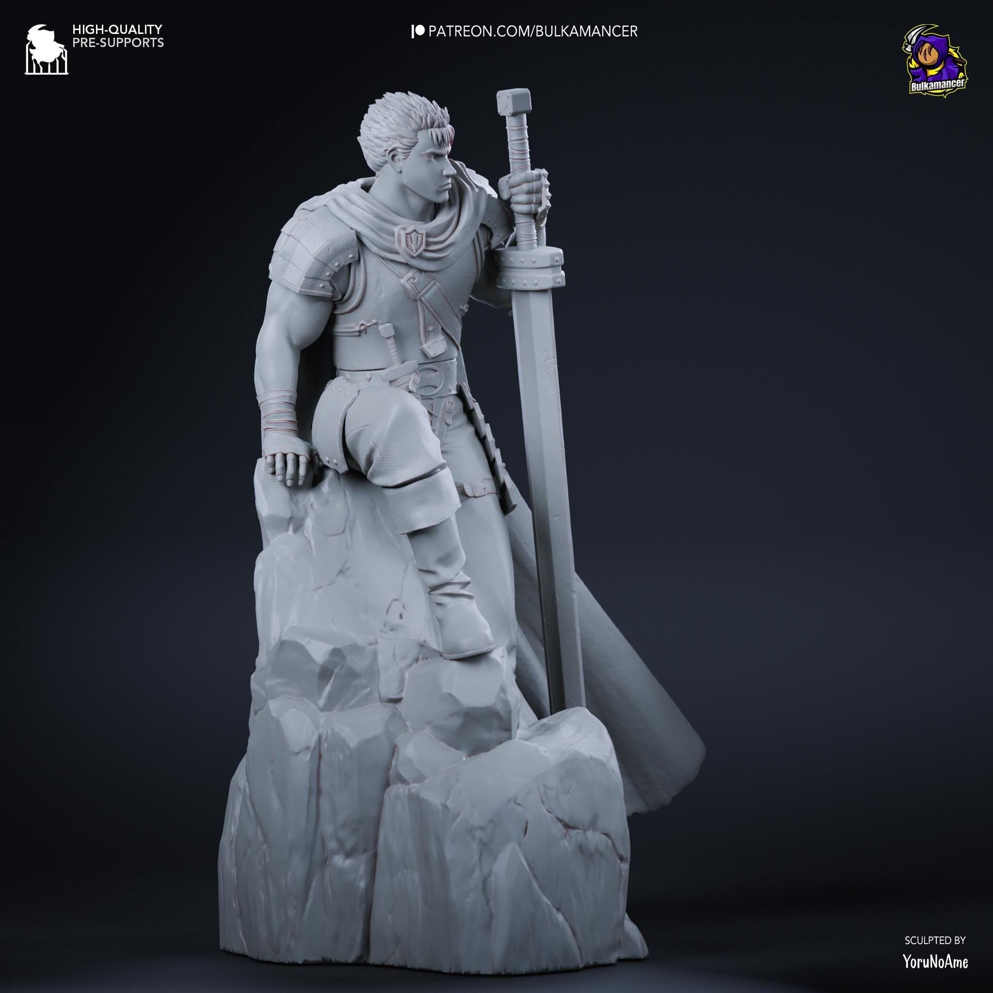 Guts Berserk Figure  Hand-Painted 16K Resin Statue | Black Swordsman Collectible | Multiple Scales