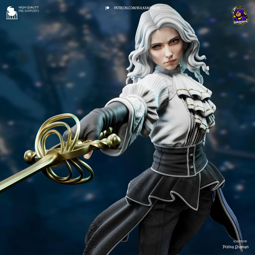 Hand-Painted Maelle Resin Statue: Limited Edition Fantasy Woman Warrior