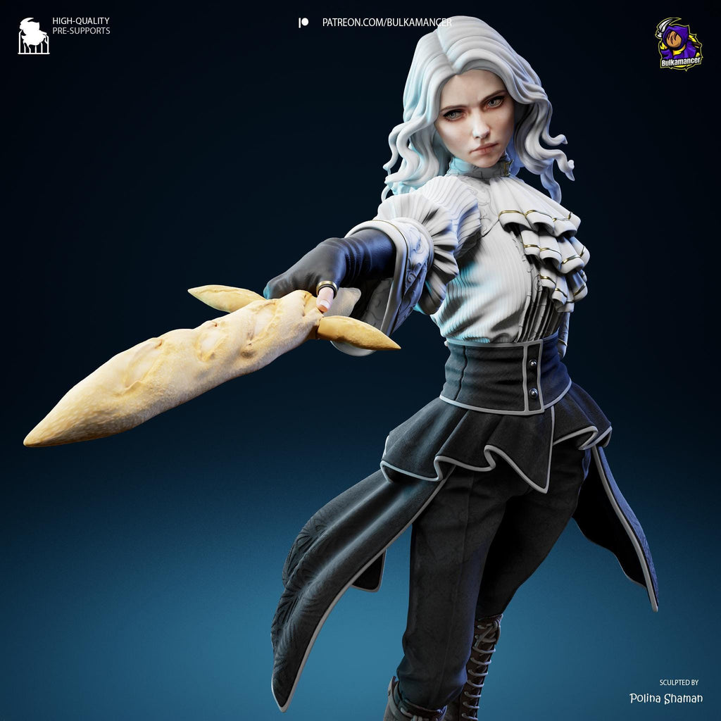 Hand-Painted Maelle Resin Statue: Limited Edition Fantasy Woman Warrior