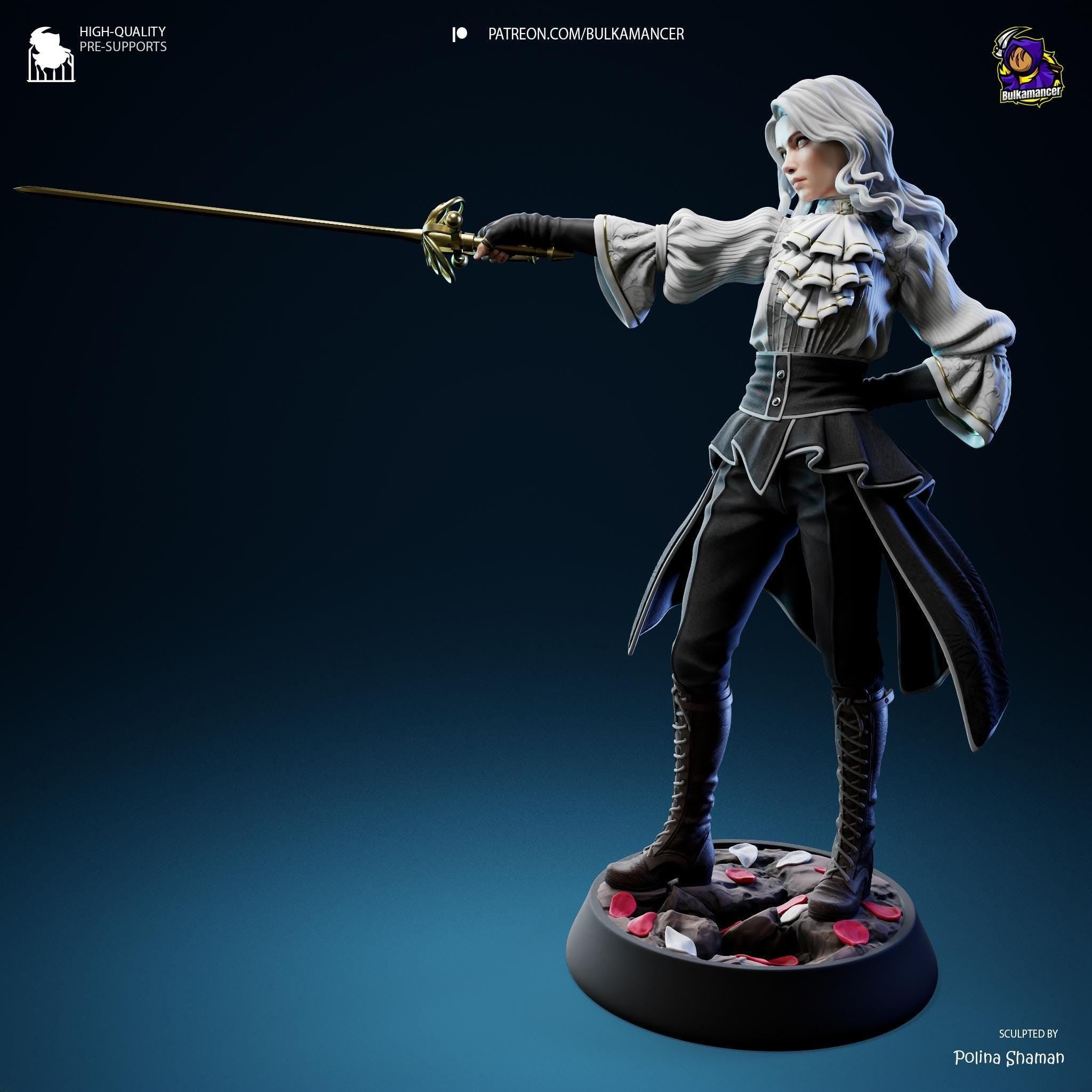 Hand-Painted Maelle Resin Statue: Limited Edition Fantasy Woman Warrior