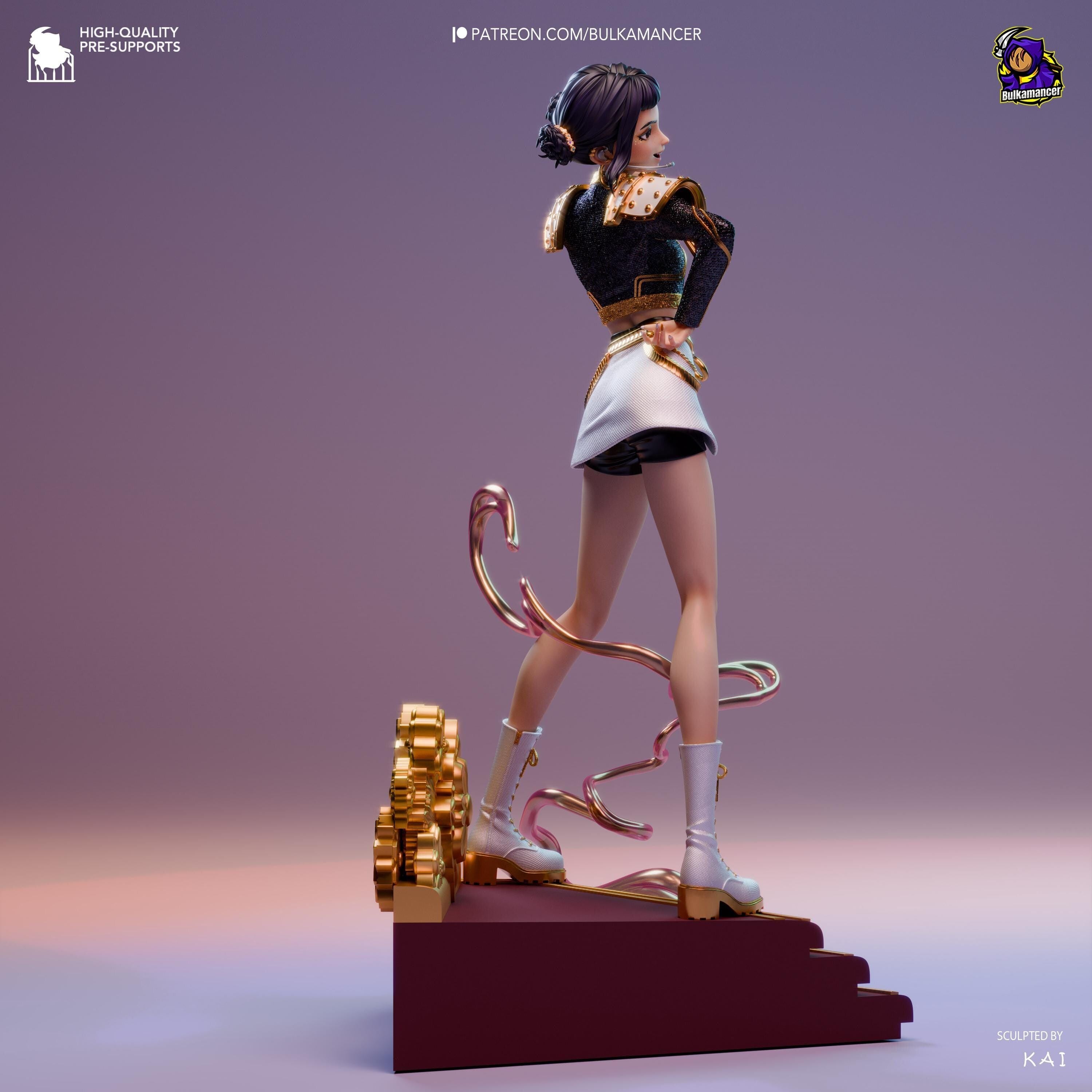Estatua de Resina Kpop Spirit Hunter Zoey: Coleccionable de Kpop "Huntrix" Fan Art Pintado a Mano
