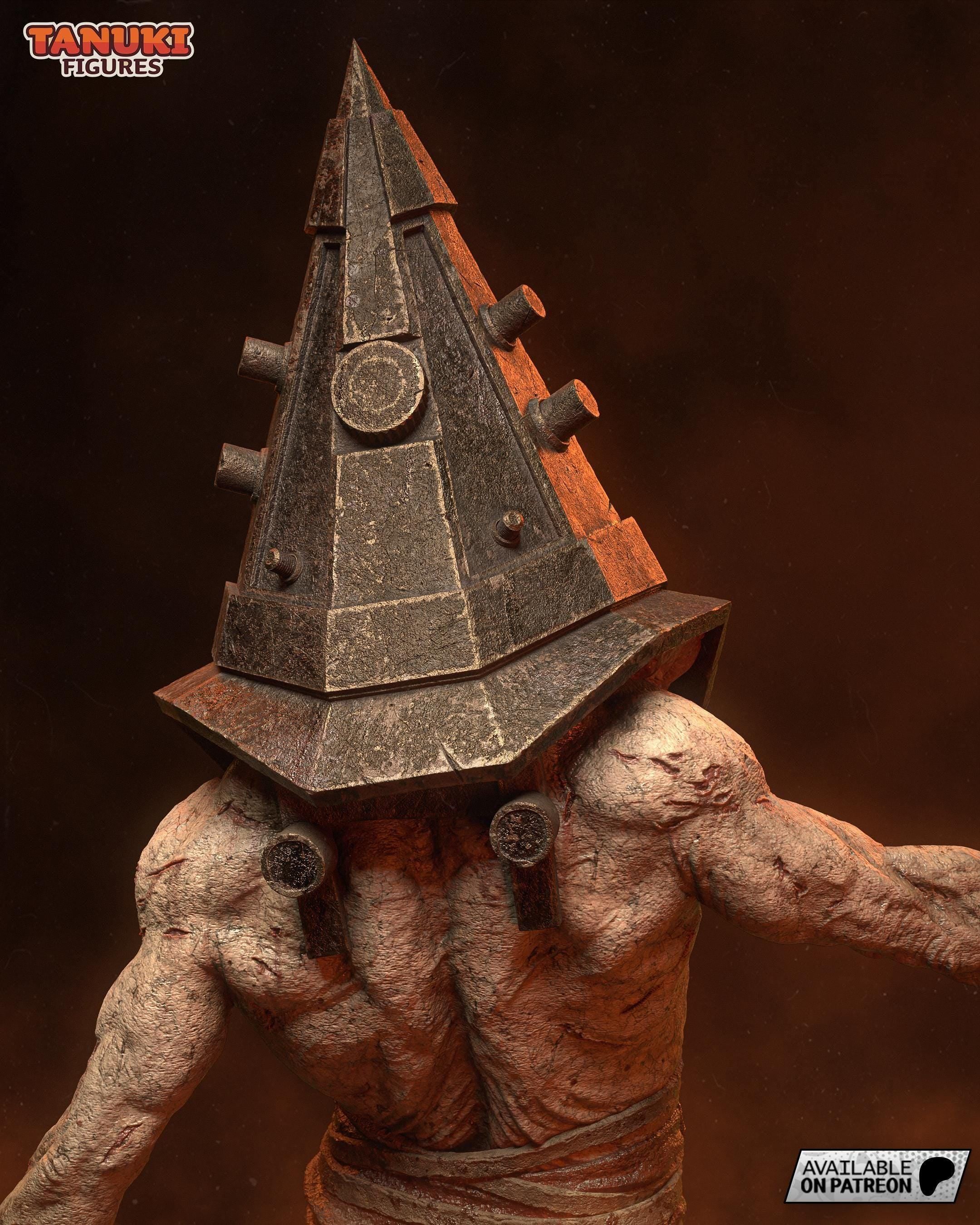Diorama de Pyramid Head / Estatua de resina inspirada en Silent Hill / Coleccionable de terror pintado a mano