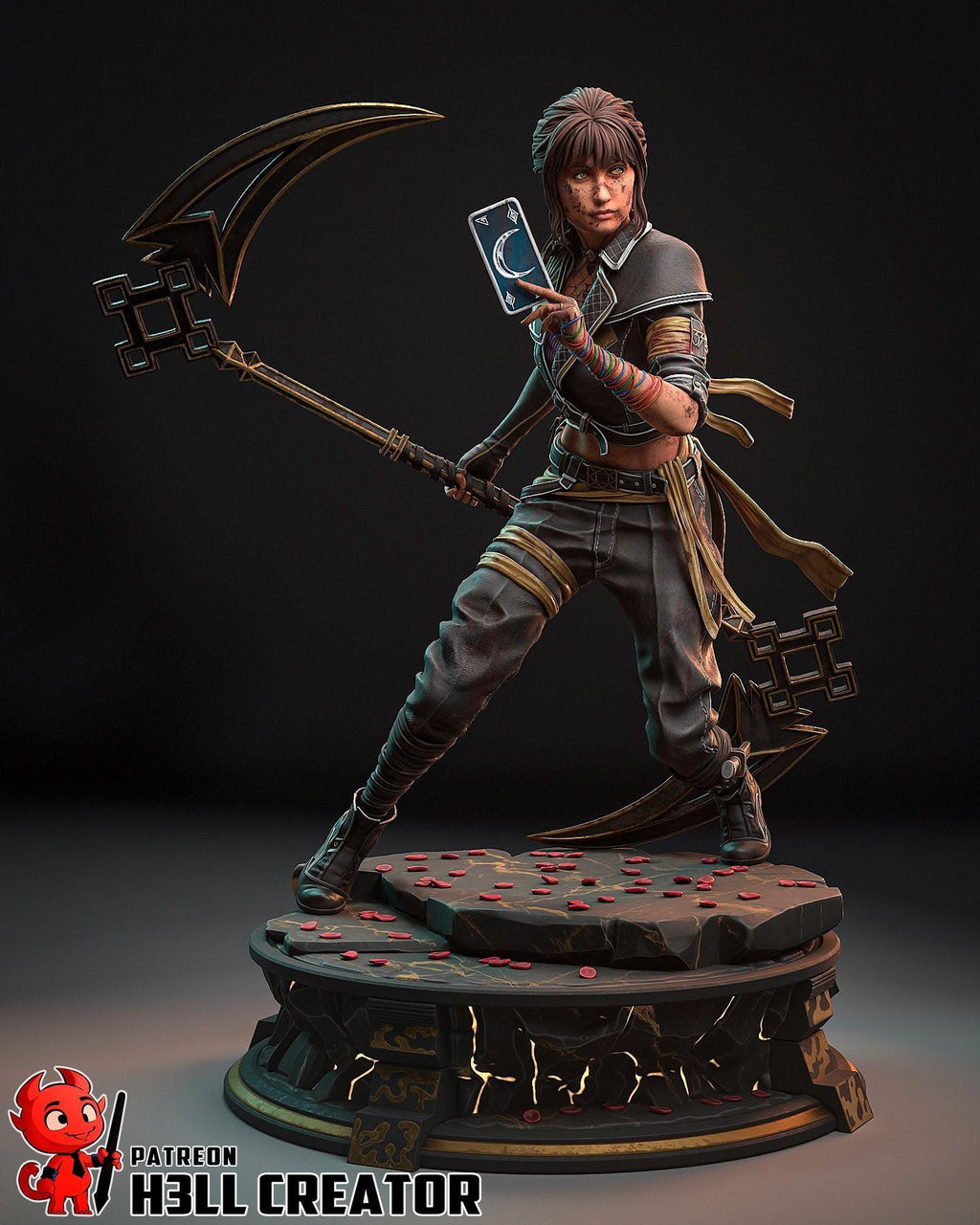 Estatua de resina de Sciel pintada a mano: figura coleccionable de fantasía oscura