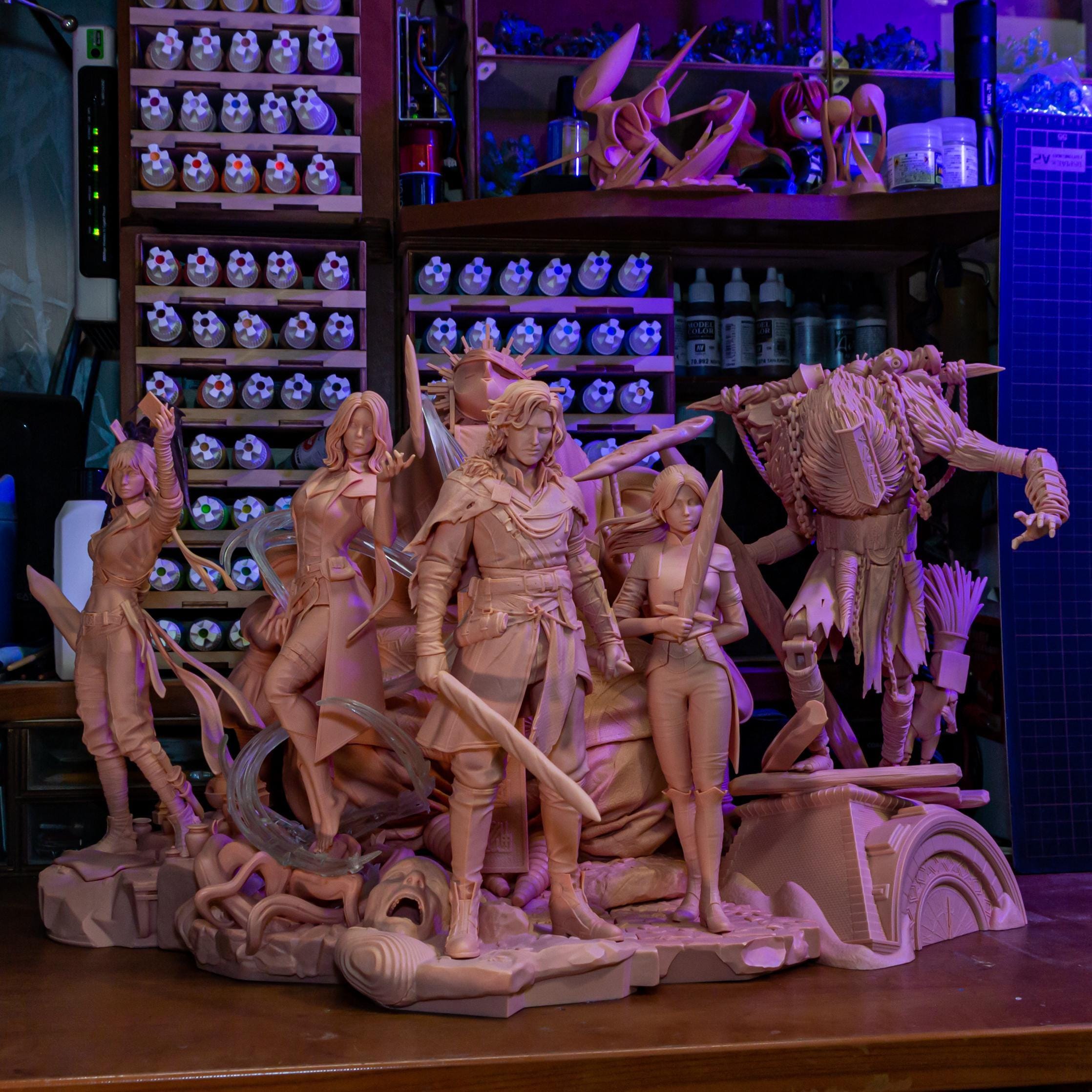 Estatua de resina de Sciel pintada a mano: figura coleccionable de fantasía oscura