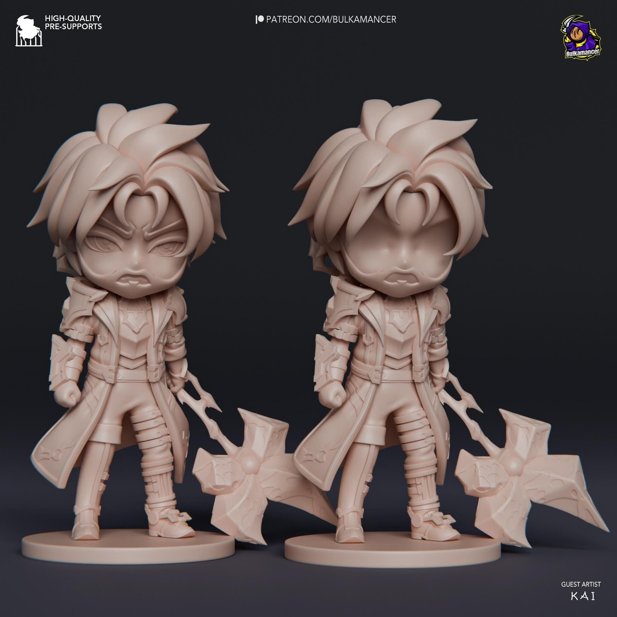 Hand-Painted Jayce Chibi Statue: LoL Inspired 3D Model