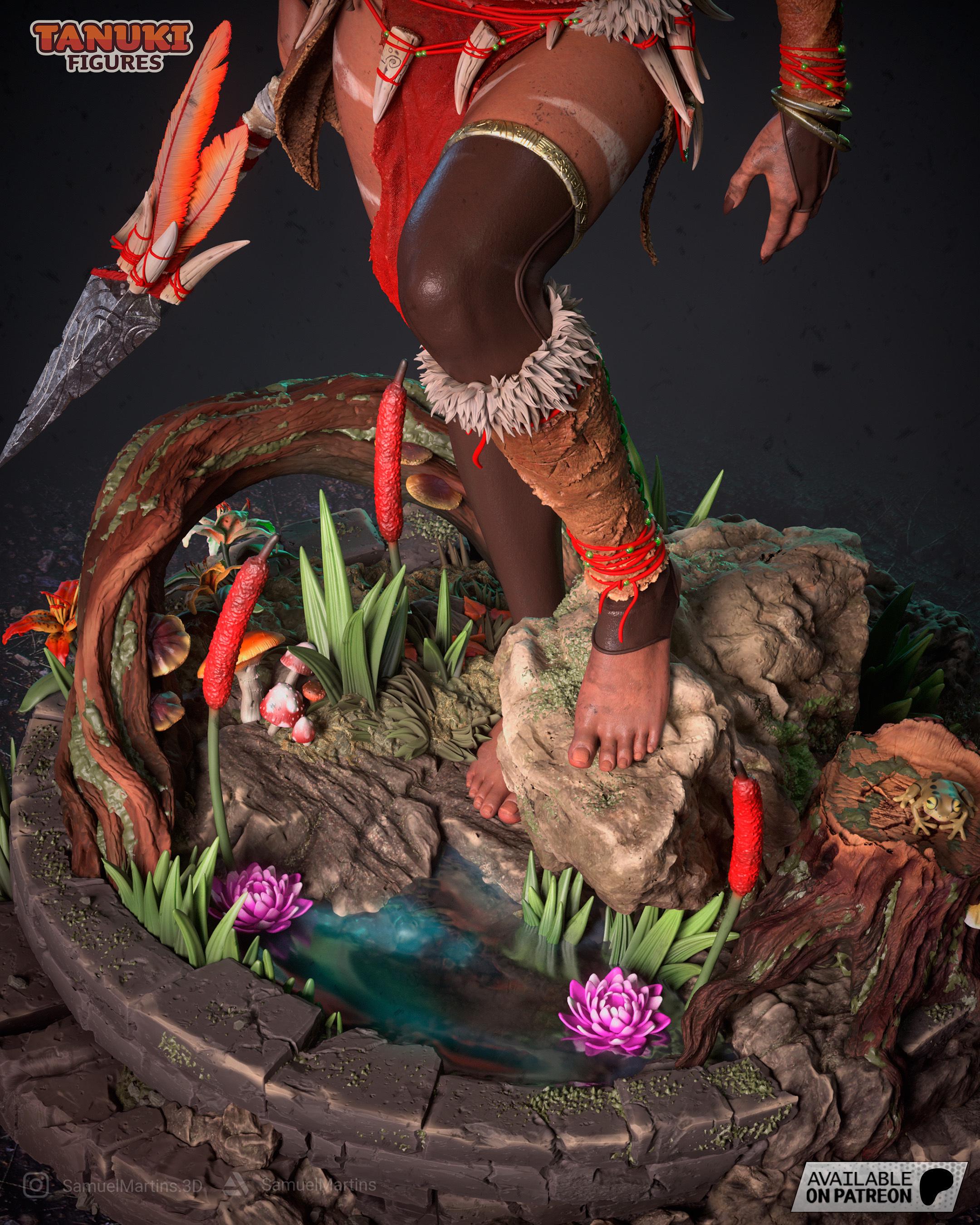 Nidalee LoL Inspired Statue / Jungle Huntress Resin Figure / Hand Painted Collectible