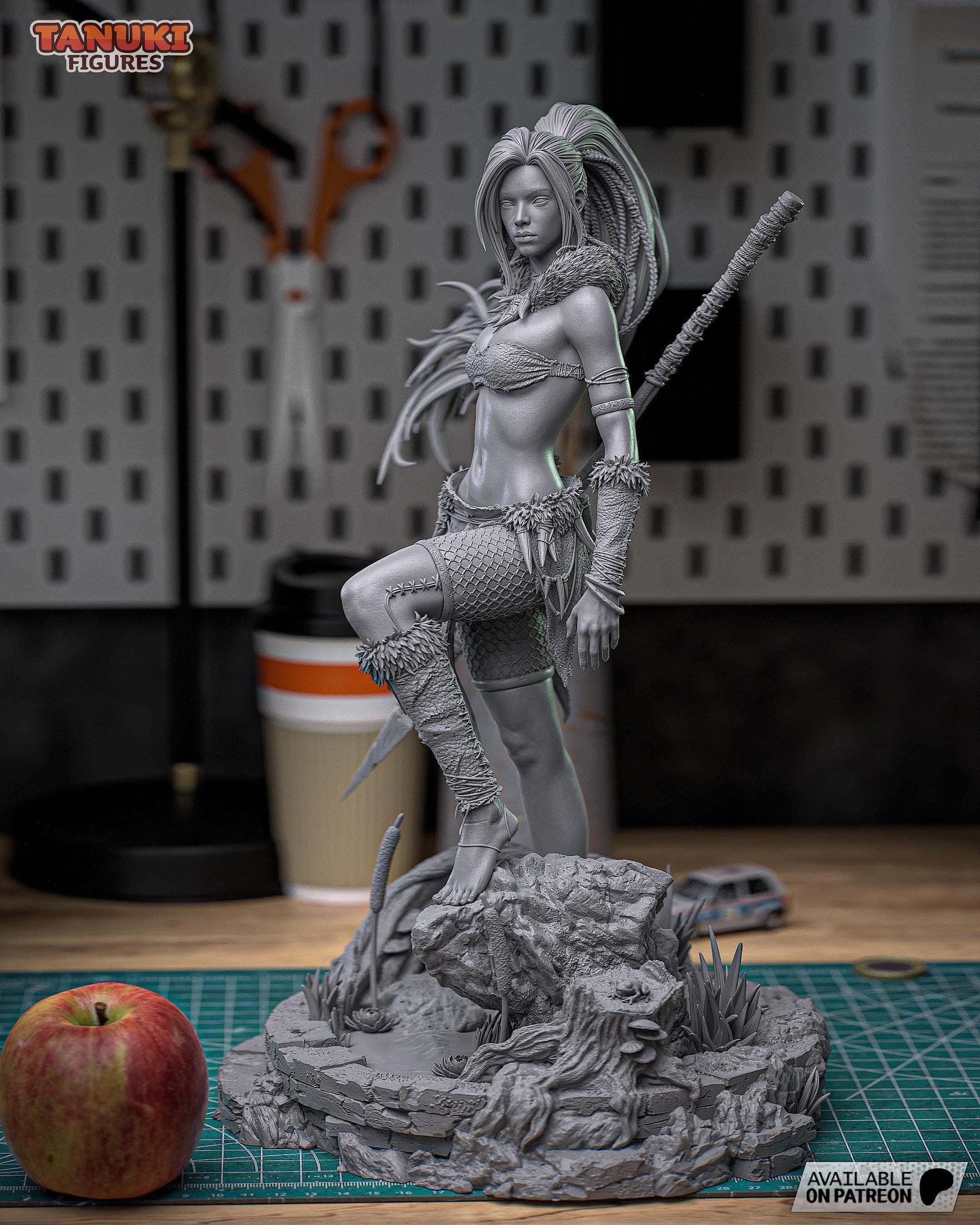 Nidalee LoL Inspired Statue / Jungle Huntress Resin Figure / Hand Painted Collectible