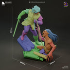 Diorama de escena de batalla inspirado en The Witcher Hunter | Estatua de fantasía pintada a mano | Maqueta de resina de coleccionista
