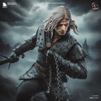 Diorama de escena de batalla inspirado en The Witcher Hunter | Estatua de fantasía pintada a mano | Maqueta de resina de coleccionista